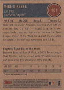 2003 Bazooka - Minis #181 Mike O'Keefe Back