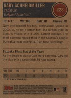 2003 Bazooka - Minis #228 Gary Schneidmiller Back