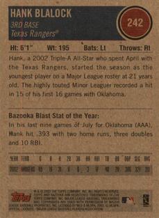 2003 Bazooka - Minis #242 Hank Blalock Back