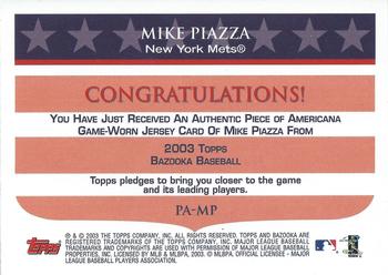 2003 Bazooka - Piece of Americana Relics #PA-MP Mike Piazza  Back