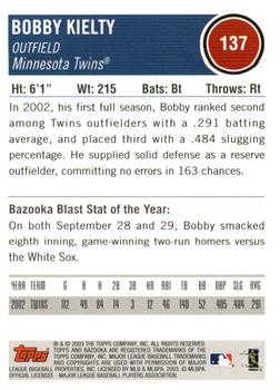 2003 Bazooka - Silver #137 Bobby Kielty Back