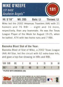 2003 Bazooka - Silver #181 Mike O'Keefe Back
