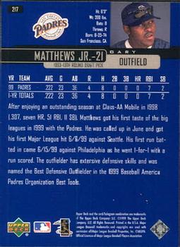 2000 Upper Deck #217 Gary Matthews Jr. Back
