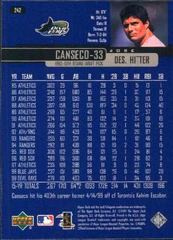 2000 Upper Deck #242 Jose Canseco Back