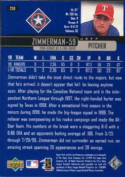 2000 Upper Deck #250 Jeff Zimmerman Back