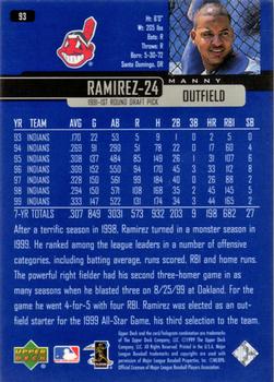 2000 Upper Deck #93 Manny Ramirez Back