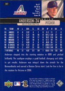 2000 Upper Deck #307 Brian Anderson Back