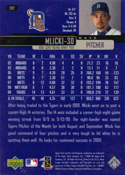 2000 Upper Deck #382 Dave Mlicki Back