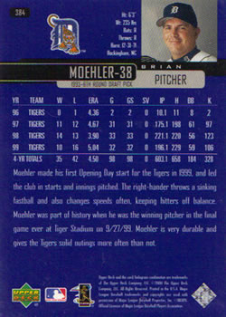 2000 Upper Deck #384 Brian Moehler Back