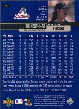 2000 Upper Deck #39 Randy Johnson Back