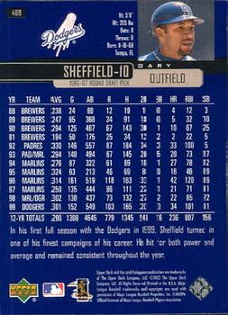 2000 Upper Deck #409 Gary Sheffield Back
