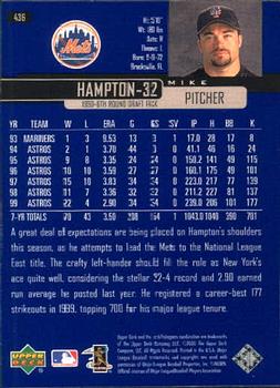 2000 Upper Deck #436 Mike Hampton Back