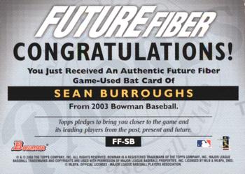 2003 Bowman - Future Fiber Bats #FF-SB Sean Burroughs Back