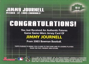 2003 Bowman - Futures Game Jerseys #FG-JJ Jimmy Journell Back