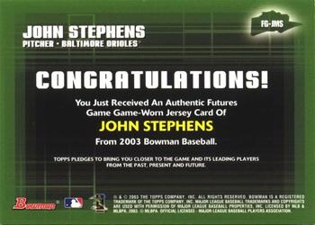 2003 Bowman - Futures Game Jerseys #FG-JMS John Stephens Back