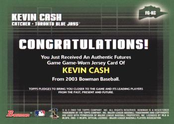 2003 Bowman - Futures Game Jerseys #FG-KC Kevin Cash Back