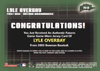 2003 Bowman - Futures Game Jerseys #FG-LO Lyle Overbay Back