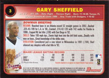 2003 Bowman - Gold #3 Gary Sheffield Back