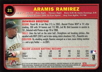 2003 Bowman - Gold #21 Aramis Ramirez Back