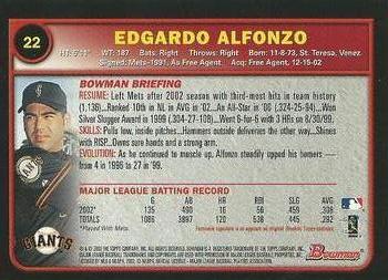 2003 Bowman - Gold #22 Edgardo Alfonzo Back
