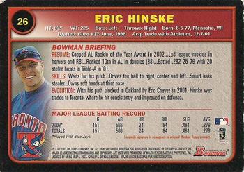 2003 Bowman - Gold #26 Eric Hinske Back