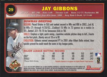 2003 Bowman - Gold #29 Jay Gibbons Back
