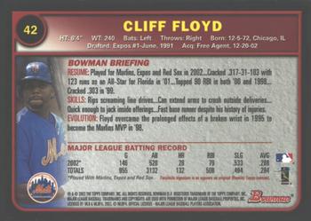 2003 Bowman - Gold #42 Cliff Floyd Back