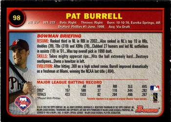 2003 Bowman - Gold #98 Pat Burrell Back