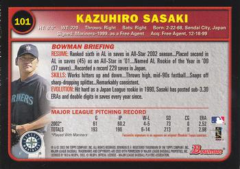 2003 Bowman - Gold #101 Kazuhiro Sasaki Back