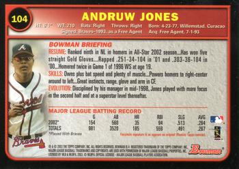 2003 Bowman - Gold #104 Andruw Jones Back