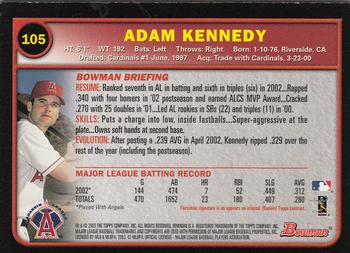 2003 Bowman - Gold #105 Adam Kennedy Back