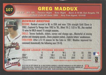 2003 Bowman - Gold #107 Greg Maddux Back