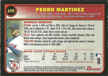2003 Bowman - Gold #109 Pedro Martinez Back