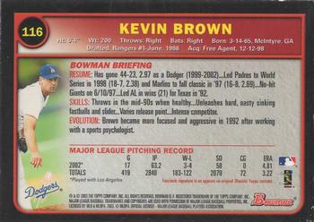 2003 Bowman - Gold #116 Kevin Brown Back