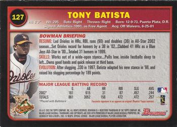 2003 Bowman - Gold #127 Tony Batista Back