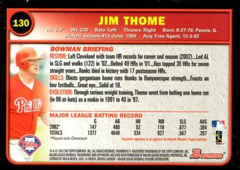 2003 Bowman - Gold #130 Jim Thome Back
