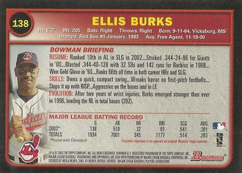 2003 Bowman - Gold #138 Ellis Burks Back