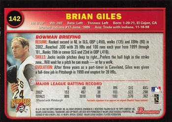 2003 Bowman - Gold #142 Brian Giles Back