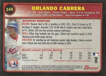 2003 Bowman - Gold #145 Orlando Cabrera Back
