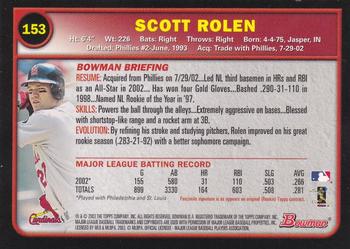 2003 Bowman - Gold #153 Scott Rolen Back