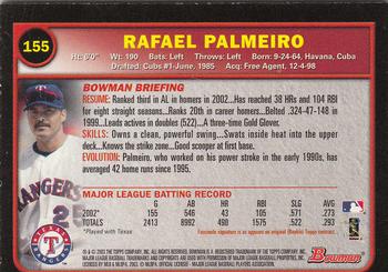 2003 Bowman - Gold #155 Rafael Palmeiro Back