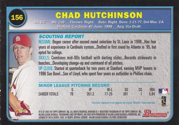 2003 Bowman - Gold #156 Chad Hutchinson Back