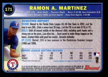 2003 Bowman - Gold #171 Ramon A. Martinez Back
