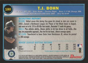 2003 Bowman - Gold #180 T.J. Bohn Back