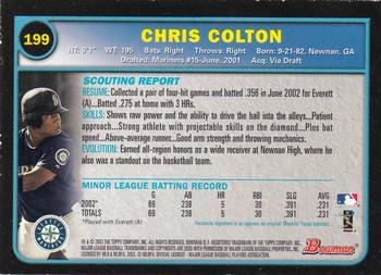 2003 Bowman - Gold #199 Chris Colton Back