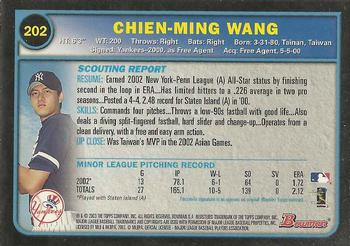 2003 Bowman - Gold #202 Chien-Ming Wang Back