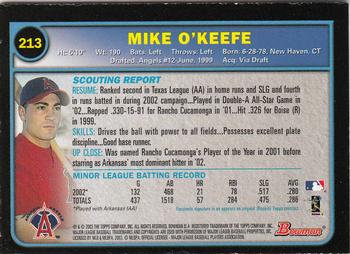 2003 Bowman - Gold #213 Mike O'Keefe Back