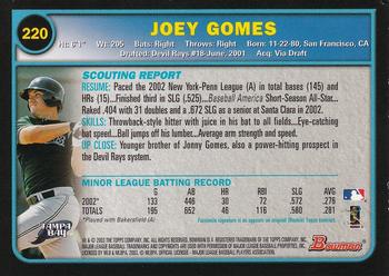 2003 Bowman - Gold #220 Joey Gomes Back