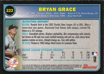 2003 Bowman - Gold #222 Bryan Grace Back