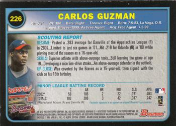2003 Bowman - Gold #226 Carlos Guzman Back